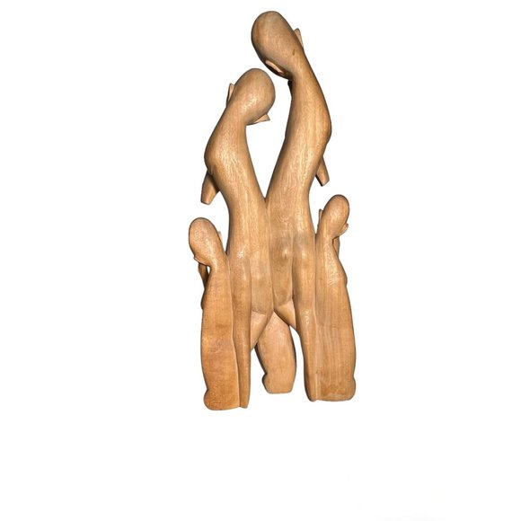 Hand Carved Wooden Figure Five Flute Players Rustic Indonesian Decor Bohemian - Picture 4 of 10